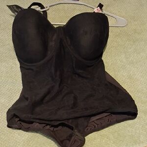 Strapless Black Shapewear Bodysuit with Built-In Cups
